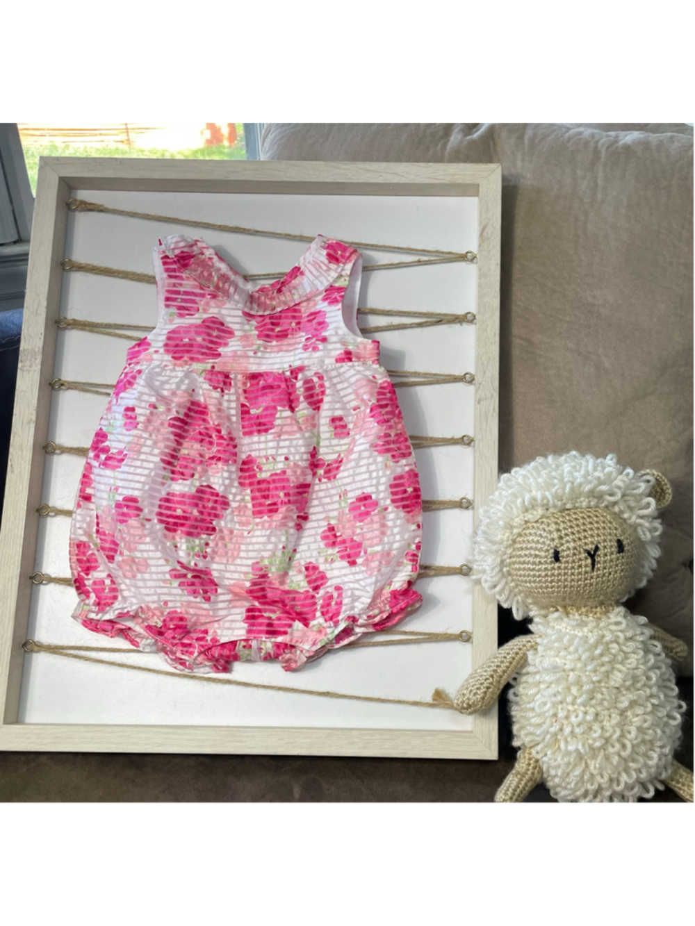 Gymboree "All Dressed Up" Pink Floral Organza Bubble Romper 3-6 Months